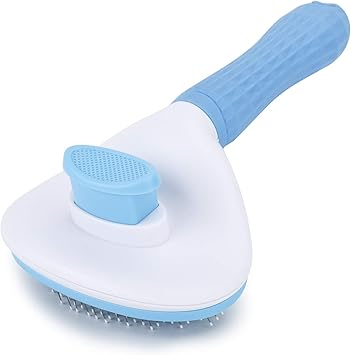 A blue and white grooming brush (an Amazon product)