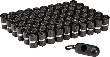 900 black dog poop bags with a dispenser (an Amazon product)